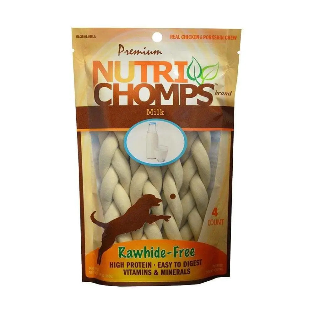 Nutri Chomps Milk Flavor Braid Dog Treats 6 Inch 4 Count Nutri Chomps