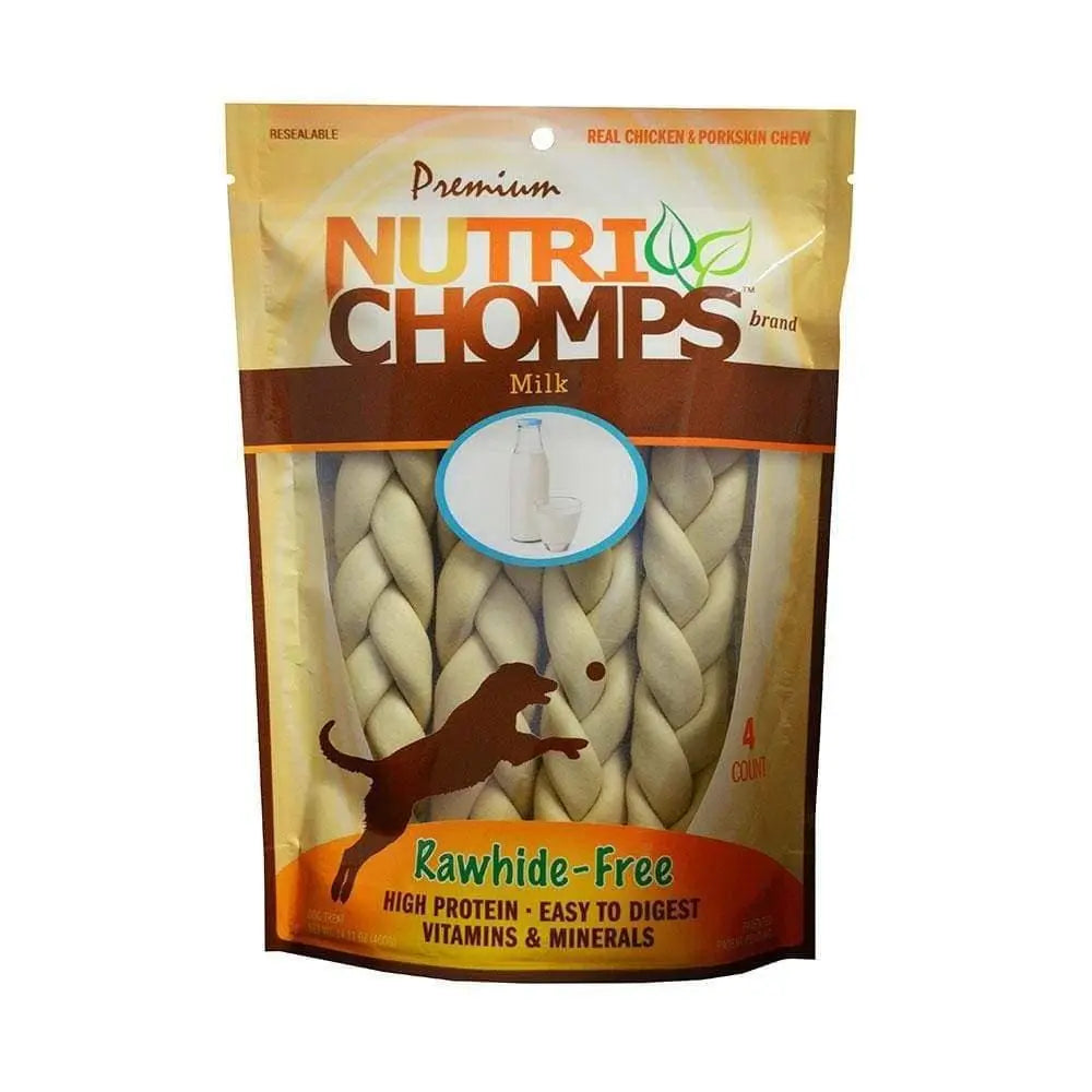 Nutri Chomps Milk Flavor Braid Dog Treats 9 Inch 4 Count Nutri Chomps