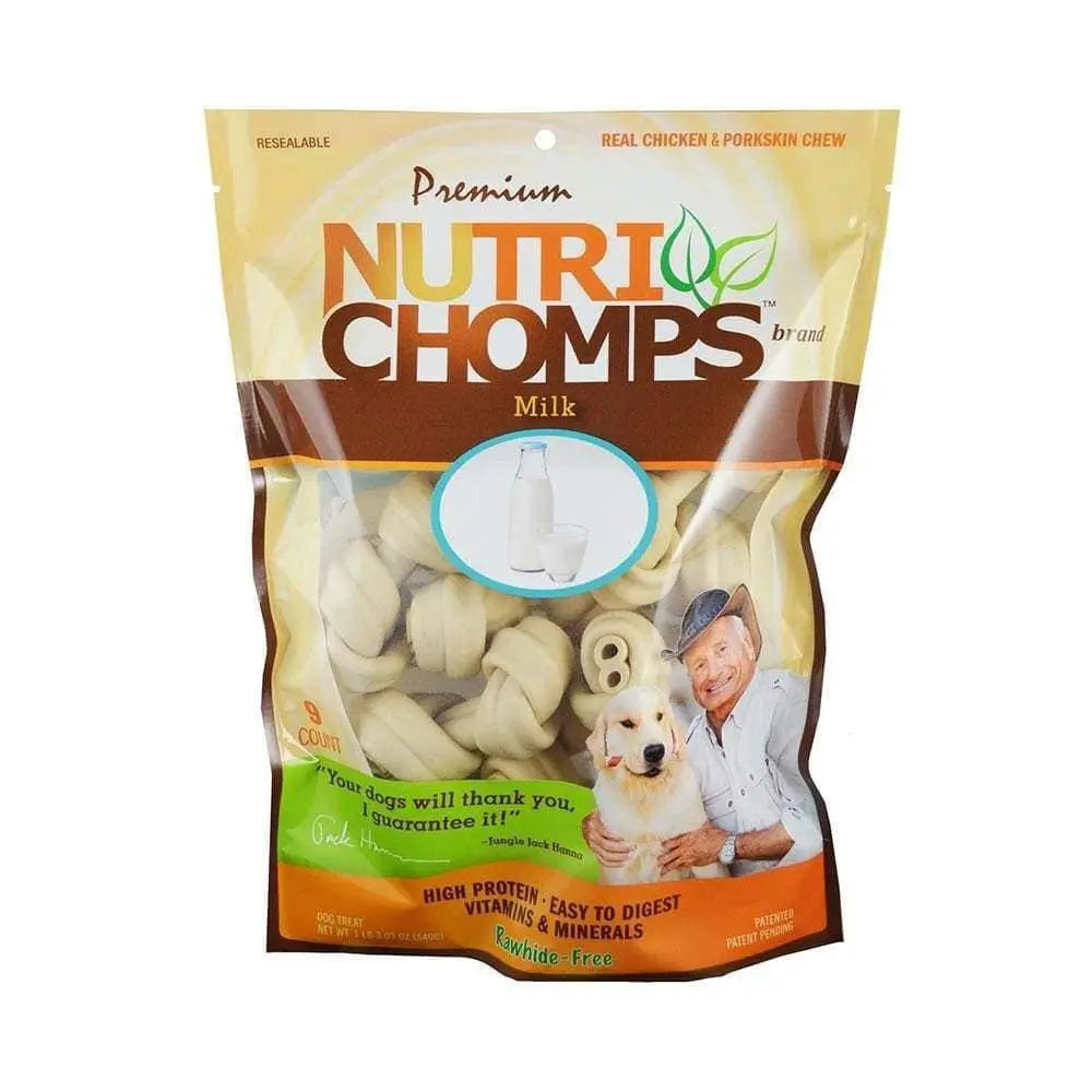 Nutri Chomps Milk Knot Dog Treats 4 Inch 9 Count Nutri Chomps