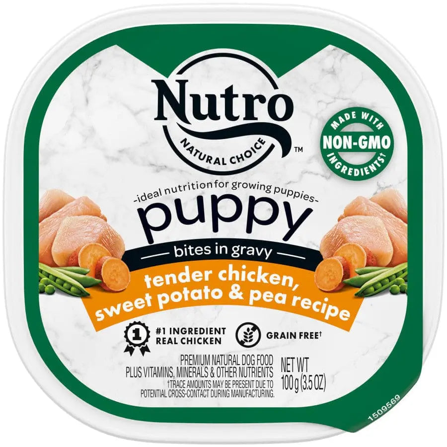 Nutro Products Grain Free Bites in Gravy Puppy Wet Dog Food Tender Chicken, Sweet Potato & Pea Nutro