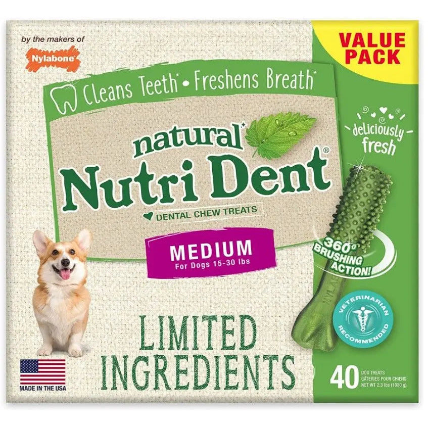 Nylabone Natural Limited Ingredients Nutri Dent Fresh Breath Dental Chews Nylabone