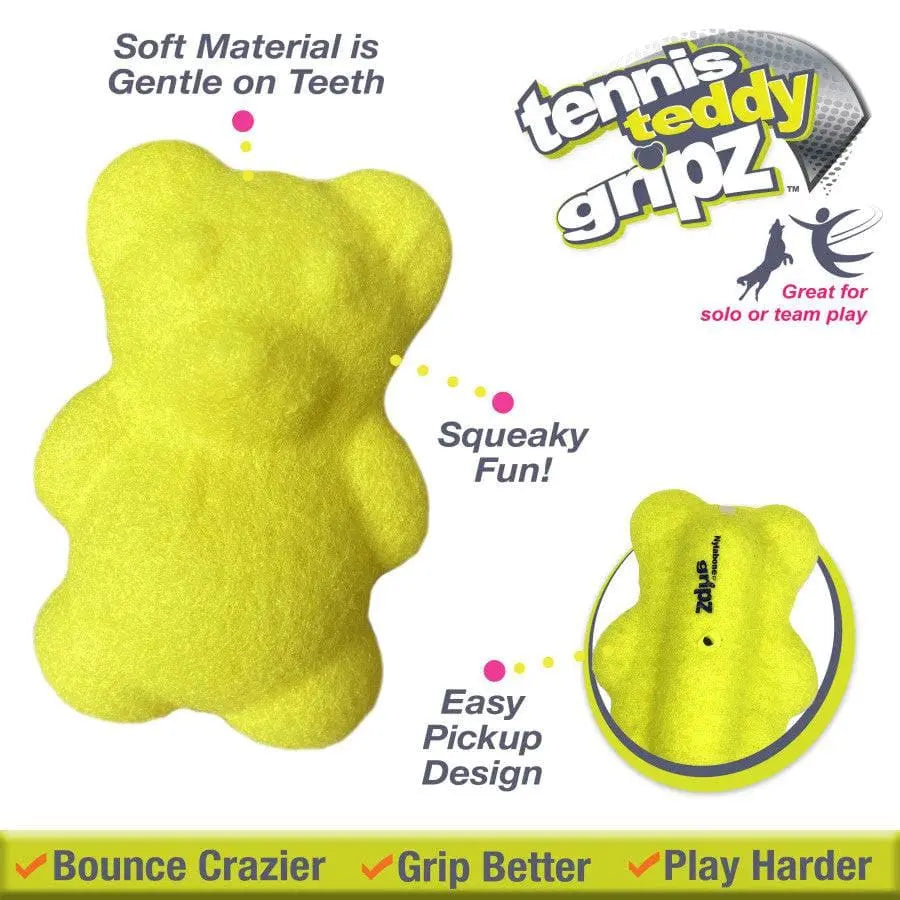 Nylabone Power Play Tennis Teddy Gripz Bear Dog Toy Teddy Nylabone