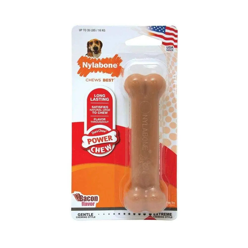 Nylabone® Dura Chews® Power Chews Bacon Flavor Long Lasting Chews Dog Toys Wolf Up to 35 Lbs Nylabone®