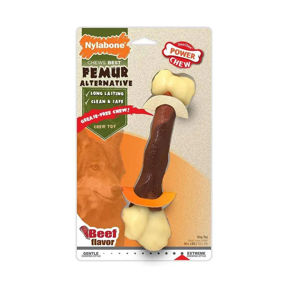 Nylabone® Dura Chews® Power Chews Beef Flavor Femur Alternative Long Lasting Chews Dog Toys Giant Up Nylabone®