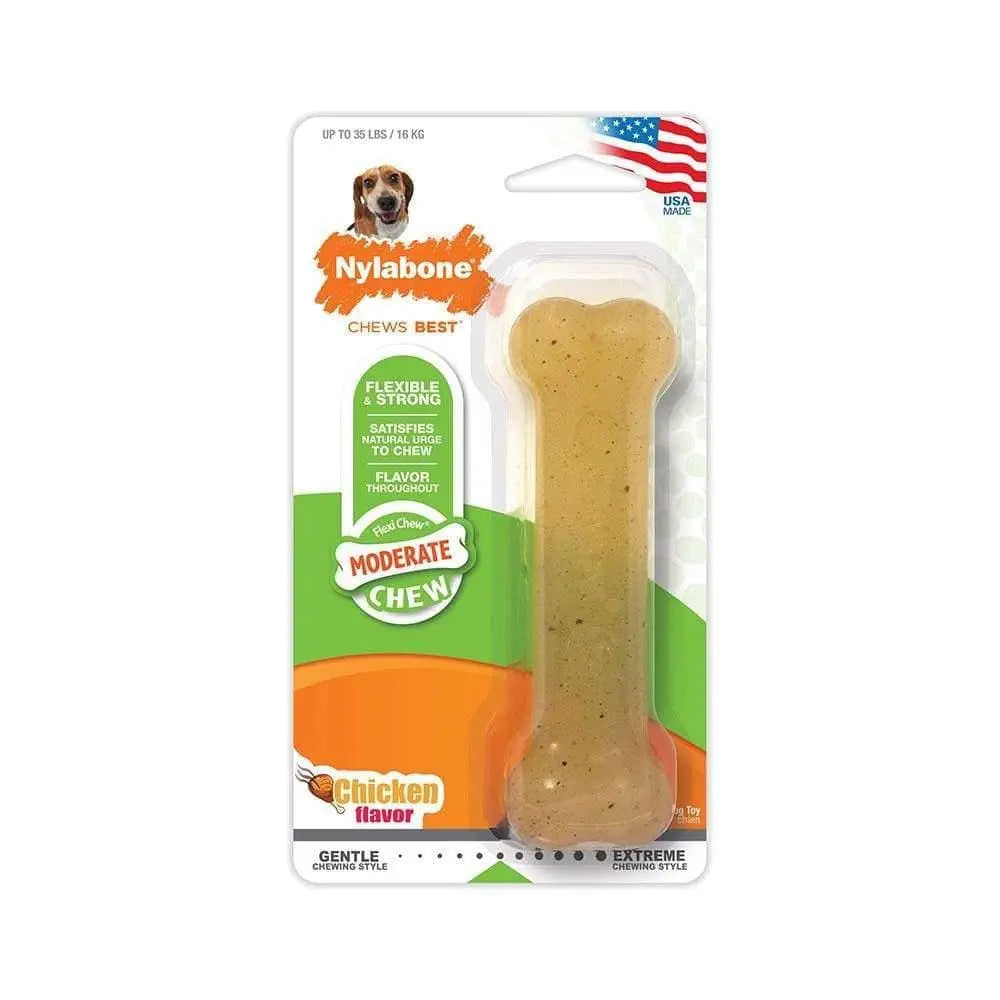 Nylabone® Flexi Chews® Moderate Chews Chicken Flavor Flexible Chews Dog Toys Wolf Up to 35 Lbs Nylabone®