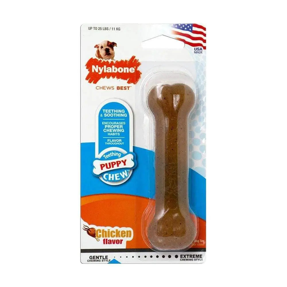 Nylabone® Teething Puppy Chews Puppy Chews Chicken Flavor Bone Chews Dog Toys Regular Up to 25 Lbs Nylabone®