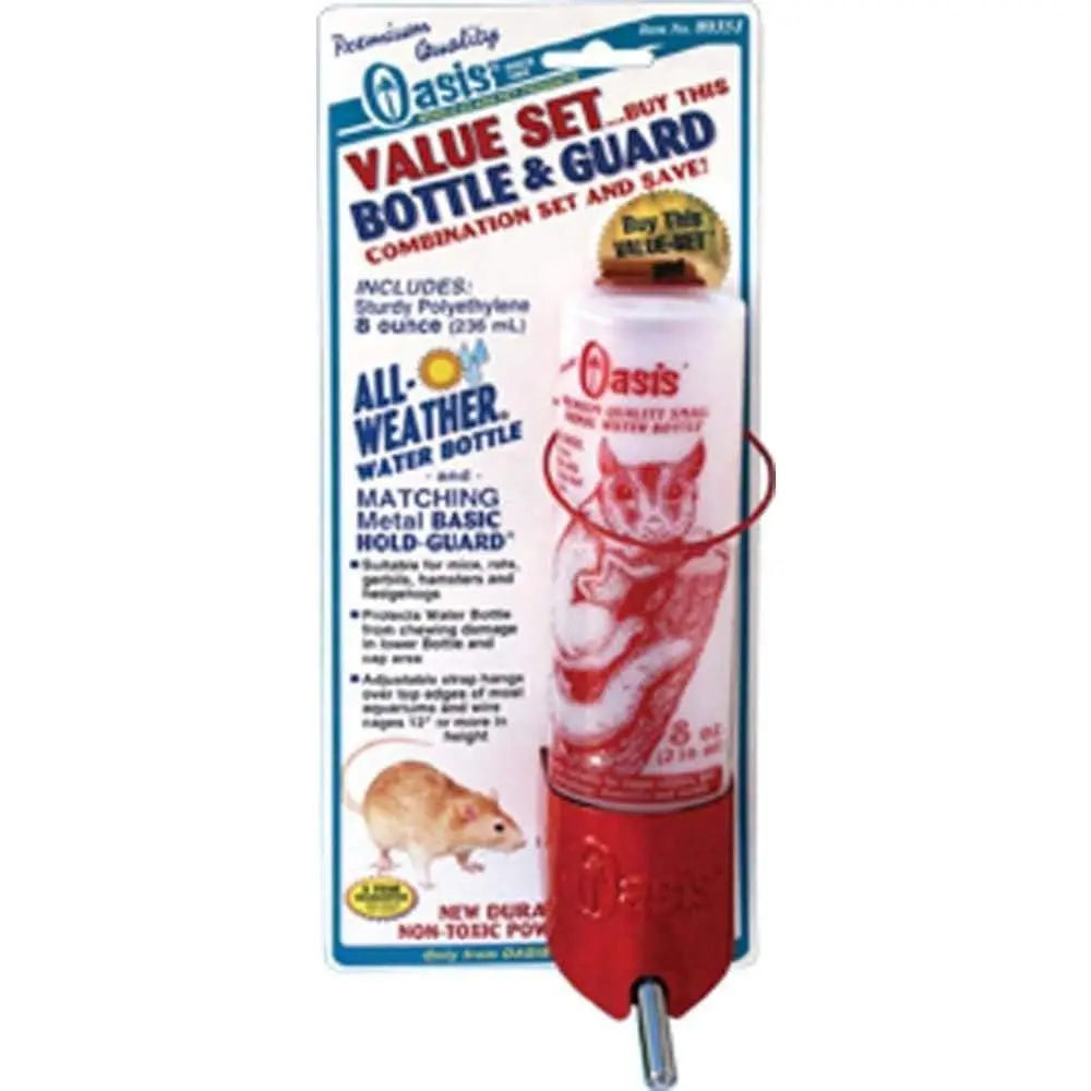Oasis All-Weather Bottle for Small Animals White, Red 8 oz Oasis