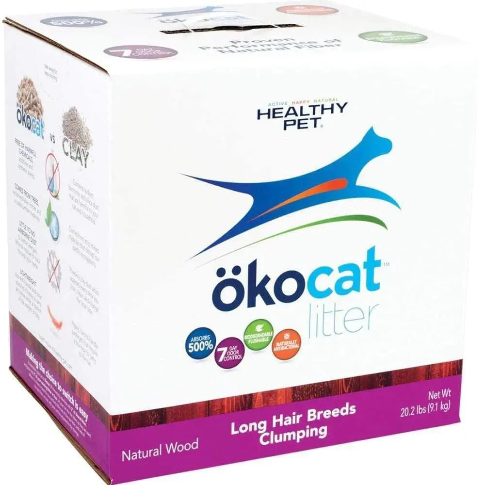 Okocat Natural Wood Cat Litter Long Hair Breeds 22.2 lbs Healthy Pet