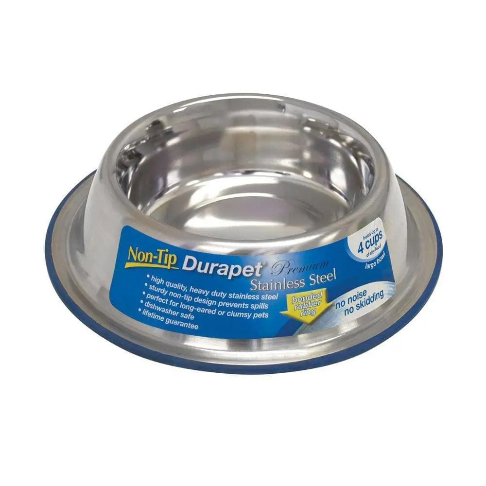 OurPets® Premium Rubber-Bonded Stainless Steel No-Tip Bowl for Dog Large OurPets®