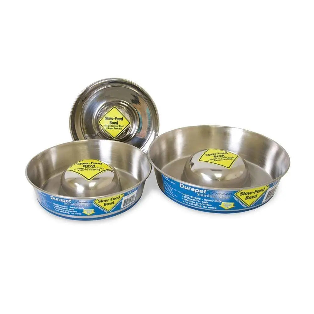 OurPets® Premium Rubber-Bonded Stainless Steel Slow Feed Bowl for Dog Small OurPets®