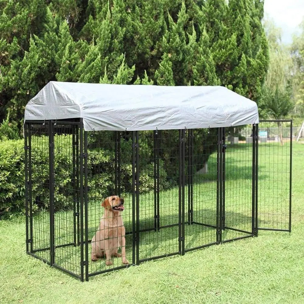 Outdoor Dog Pen Puppy Enclosures Play Pen Kennel with Gate & Roof Talis Us
