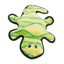 The Outward Hound® Invincibles Gecko 2 Squeak Dog Toy (Medium) is a flat, plush lizard with yellow and green stripes, black trim, big cartoon eyes, and a soft texture—designed for playful pups.
