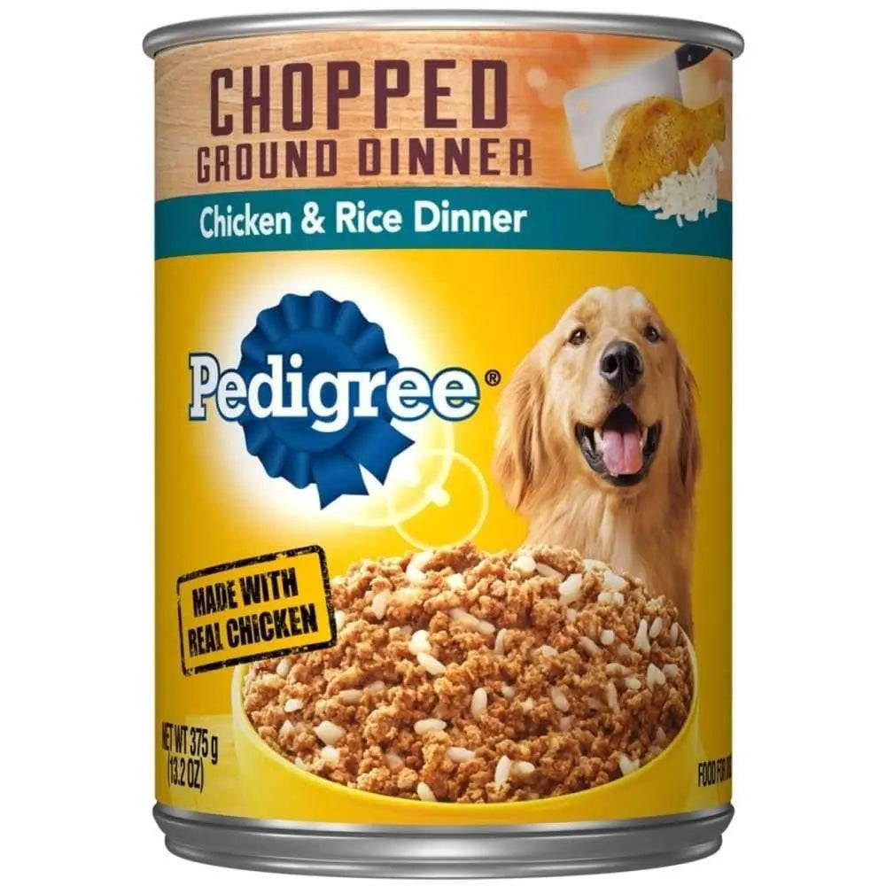 Pedigree Chopped Ground Dinner Chicken & Rice Canned Dog Food 13.2 oz, 12 pk Pedigree