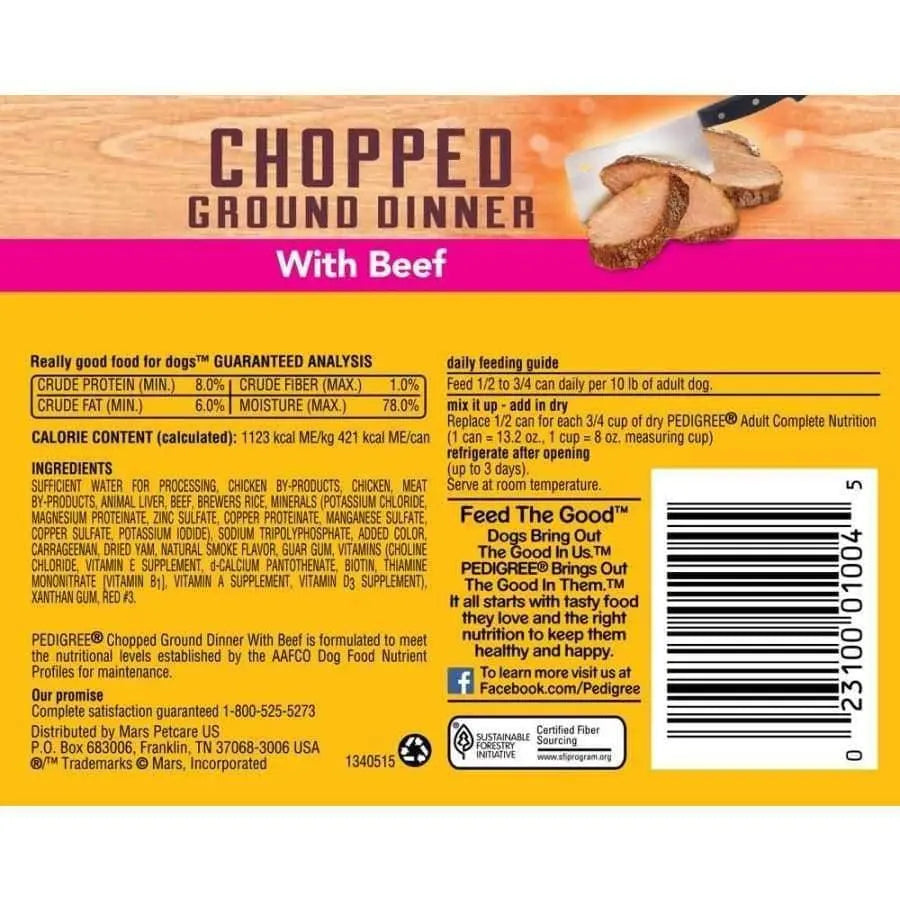 Pedigree Chopped Ground Dinner with Beef Canned Dog Food 13.2 oz, 12 pk Pedigree