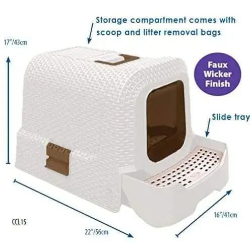 Penn-Plax Deluxe Covered Litter Box with Removable Tray, Scoop, and Bags Talis Us