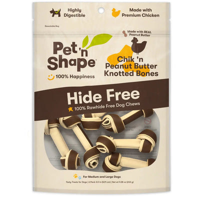 Pet 'N Shape Chik'n Peanut Butter Knotted Bones Hide-Free Dog Treat Pet 'N Shape