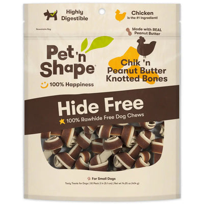 Pet 'N Shape Chik'n Peanut Butter Knotted Bones Hide-Free Dog Treat Pet 'N Shape