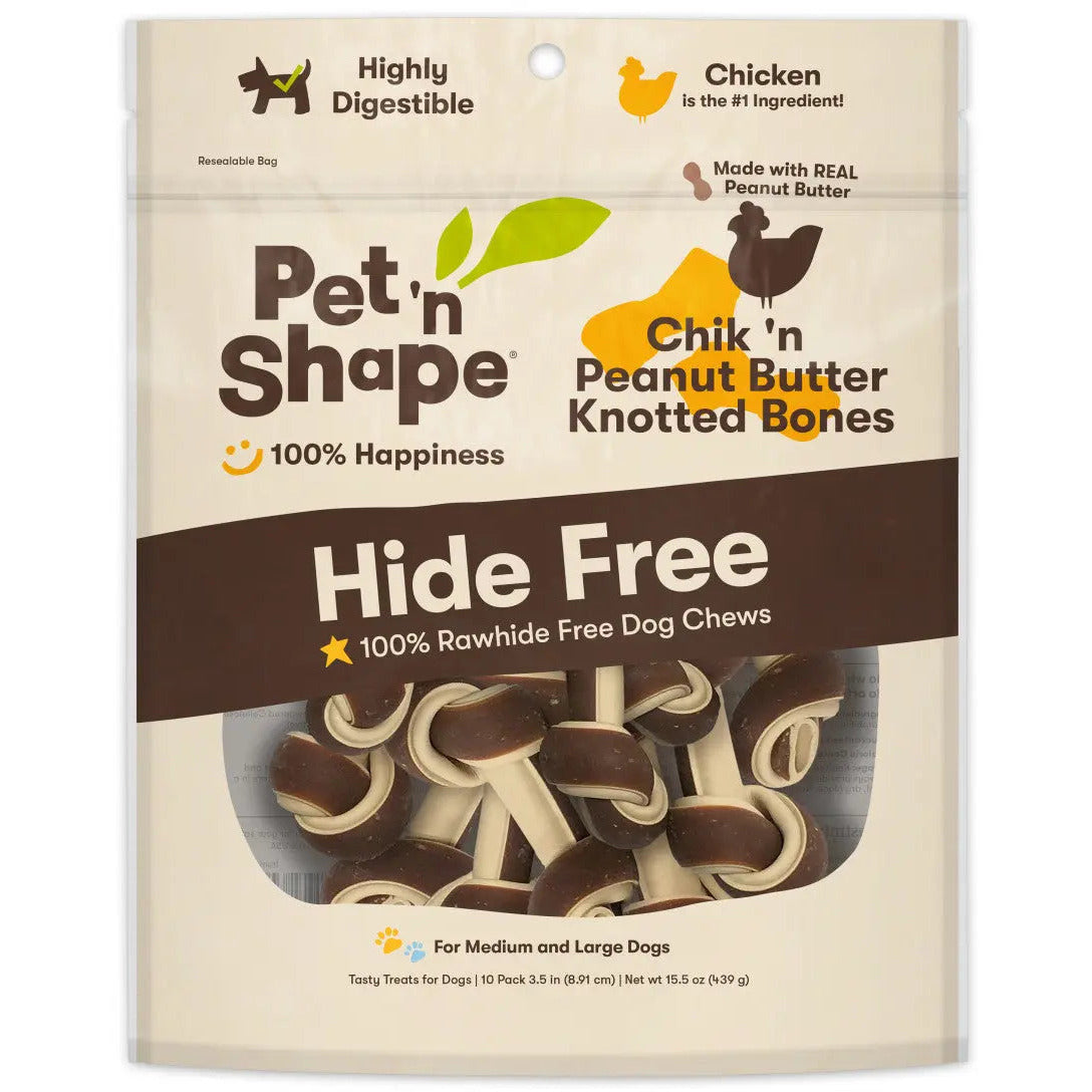 Pet 'N Shape Chik'n Peanut Butter Knotted Bones Hide-Free Dog Treat Pet 'N Shape