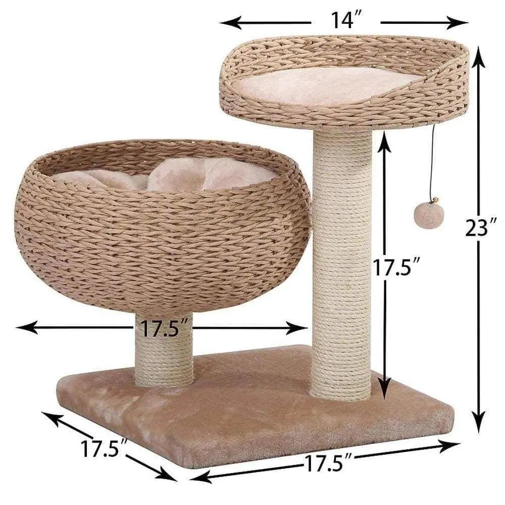 Petpals Cozy Cat Tree with Perch, Bowl, Cushion, and Sisal Scratching Posts PetPals Group