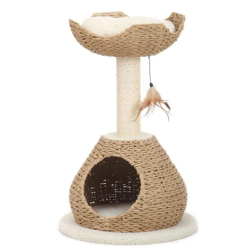 Petpals Walk Up 2 Level Cat Tree with Condo Perch Sisal Post and Feathered Toy Talis Us