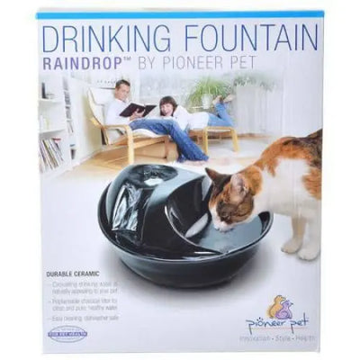 Pioneer Raindrop Ceramic Drinking Fountain - Black Pioneer Pet