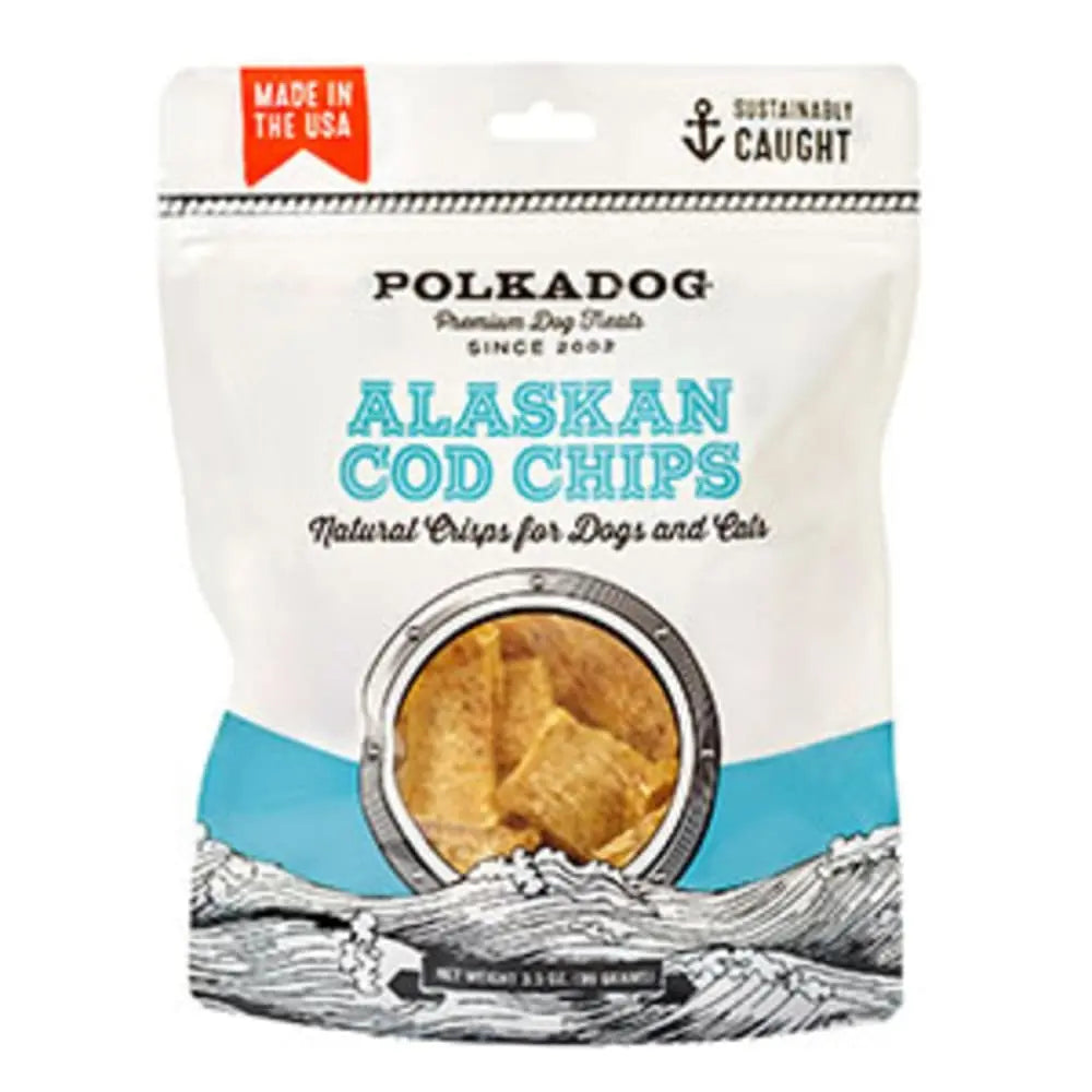 Polka Dog Alaskan Cod Crunchy Crisps Dog & Cat Treats 3.5oz Bag Polka Dog