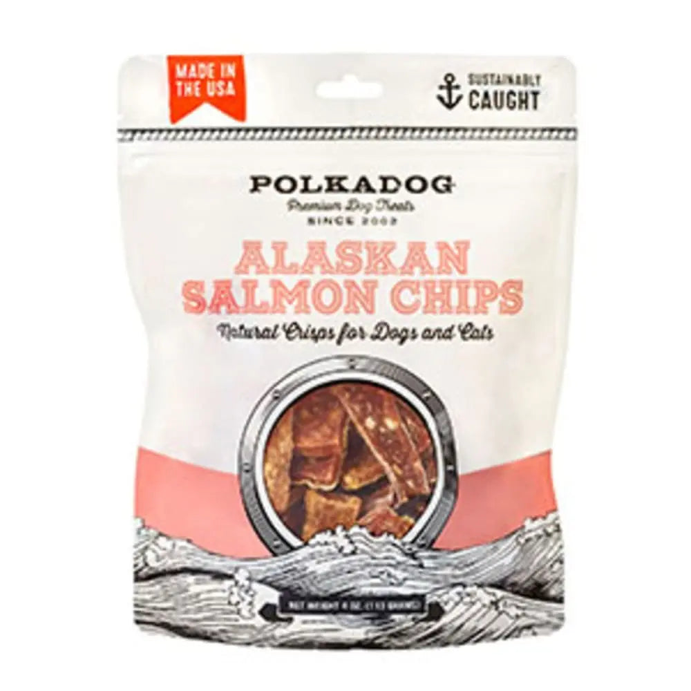 Polka Dog Alaskan Salmon Crunchy Crisps Dog Treats 4oz Bag Polka Dog