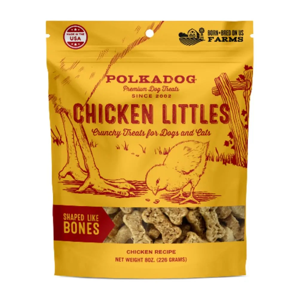 Polka Dog Chicken Littles Bone Shaped Dog Treats 8oz Bag Polka Dog