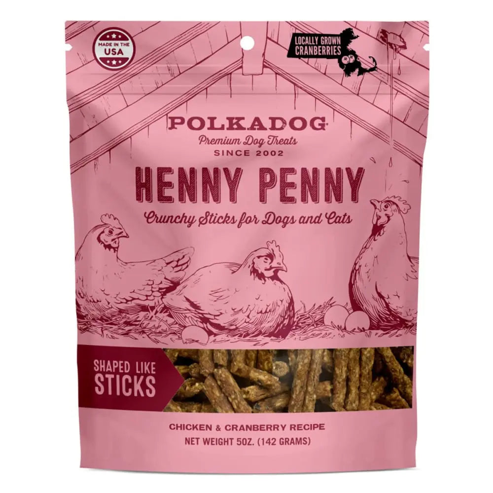 Polka Dog Henny Penny Chicken & Cranberry Sticks Premium Dog Treats 5oz Bag Polka Dog