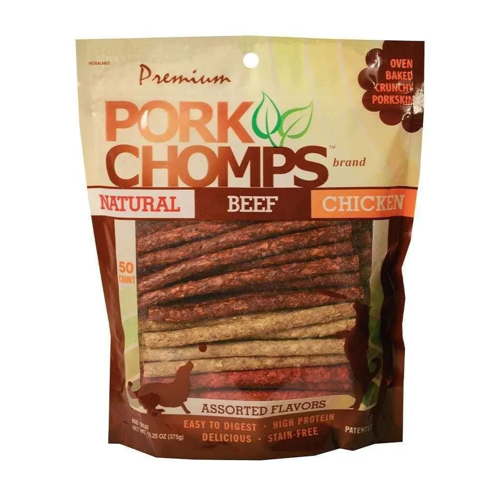 Pork Chomps Assorted Flavor Munchy Sticks Dog Treats 50 Count Pork Chomps