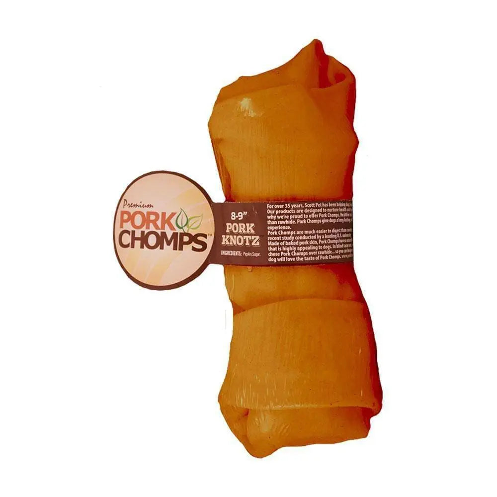 Pork Chomps Pork Roasted Knot Bone Dog Treats 8 Inch 1 Count Pork Chomps