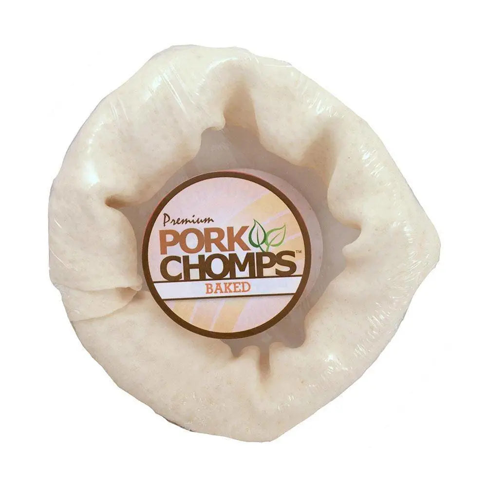 Pork Chomps Pork Skin Baked Bagel Dog Treats 6 Inch 1 Count Pork Chomps