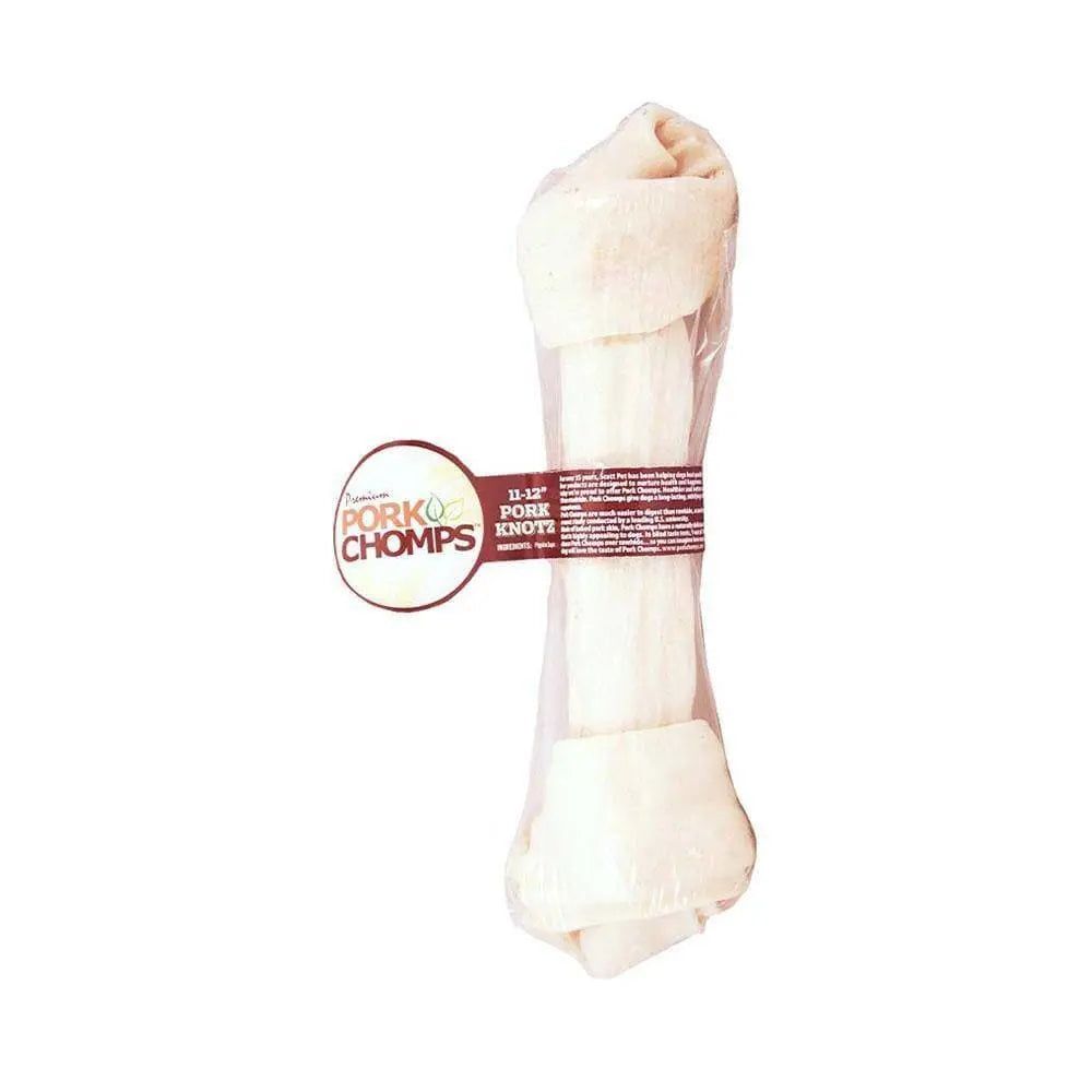Pork Chomps Pork Skin Baked Knot Bone Dog Treats 11 Inch 1 Count Pork Chomps