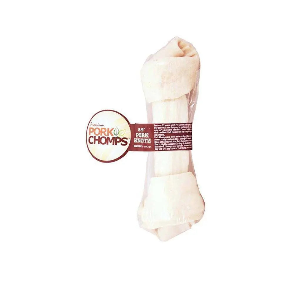 Pork Chomps Pork Skin Baked Knot Bone Dog Treats 8 Inch 1 Count Pork Chomps