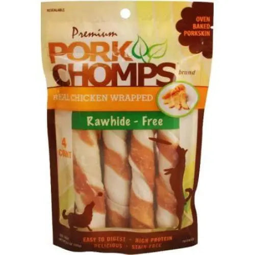 Pork Chomps Premium Real Chicken Wrapped Twists - Large Scott Pet