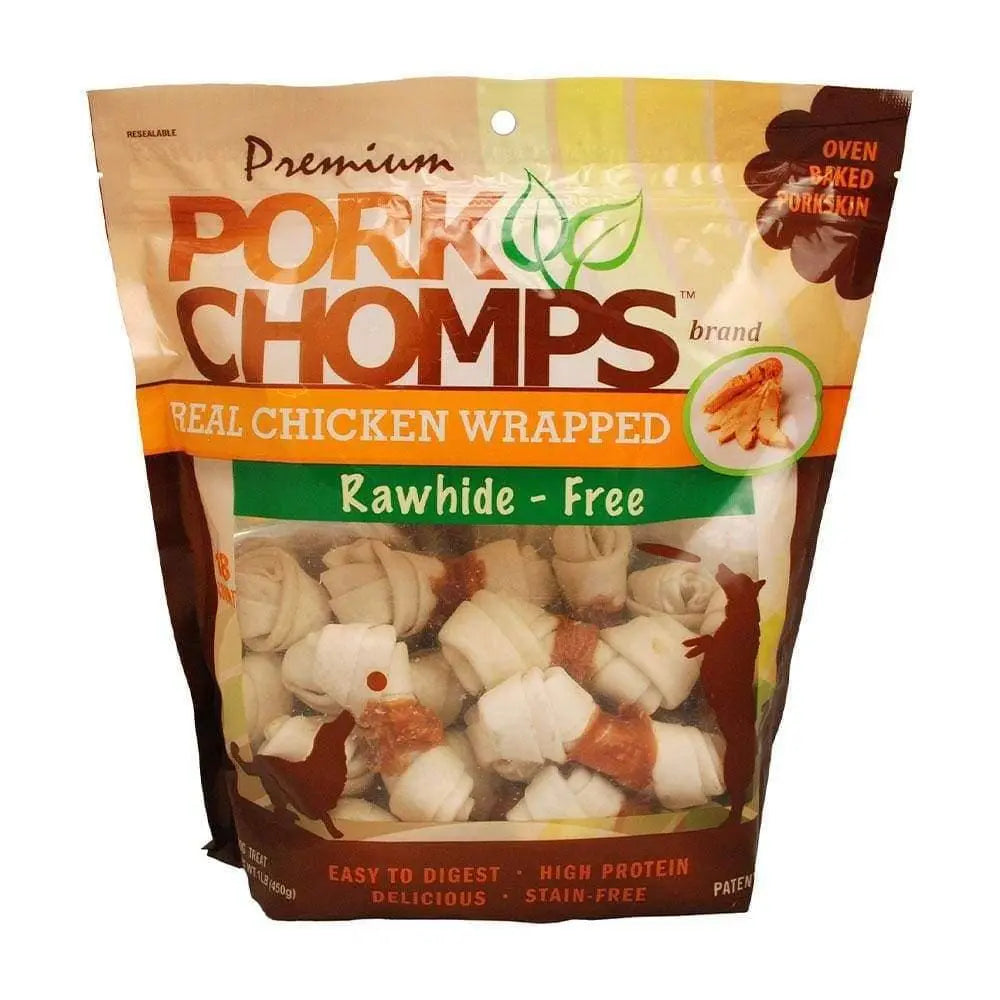 Pork Chomps Real Chicken Wrapped Knotz Dog Treats 12 Count Pork Chomps