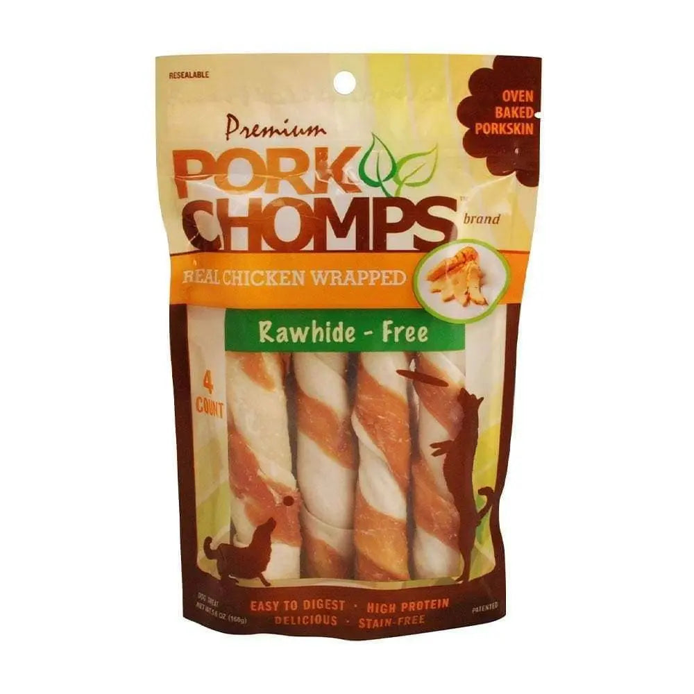 Pork Chomps Real Chicken Wrapped Large Twists Dog Treats 12 Count Pork Chomps