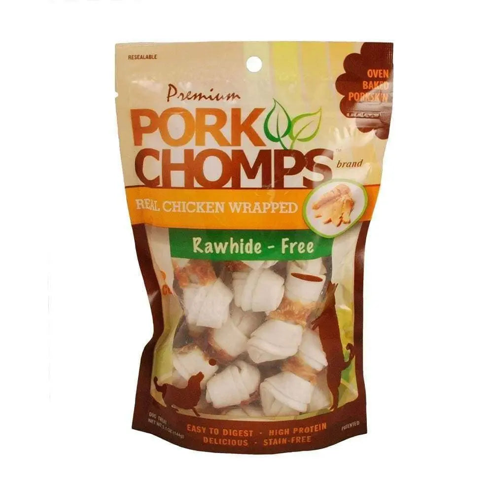 Pork Chomps Real Chicken Wrapped Mini Knotz Dog Treats 12 Count Pork Chomps