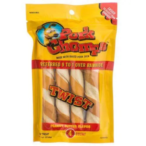 Pork Chomps Twistz Dogs Pork Chews - Peanut Butter Flavor Scott Pet