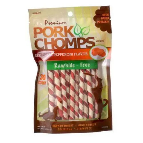 Pork Chomps Twistz Pork Dog Chews Pepperoni Flavor Scott Pet