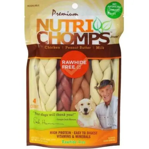 Premium Nutri Chomps Rawhide Free Chicken, Peanut Butter, Milk Dog Treats Scott Pet