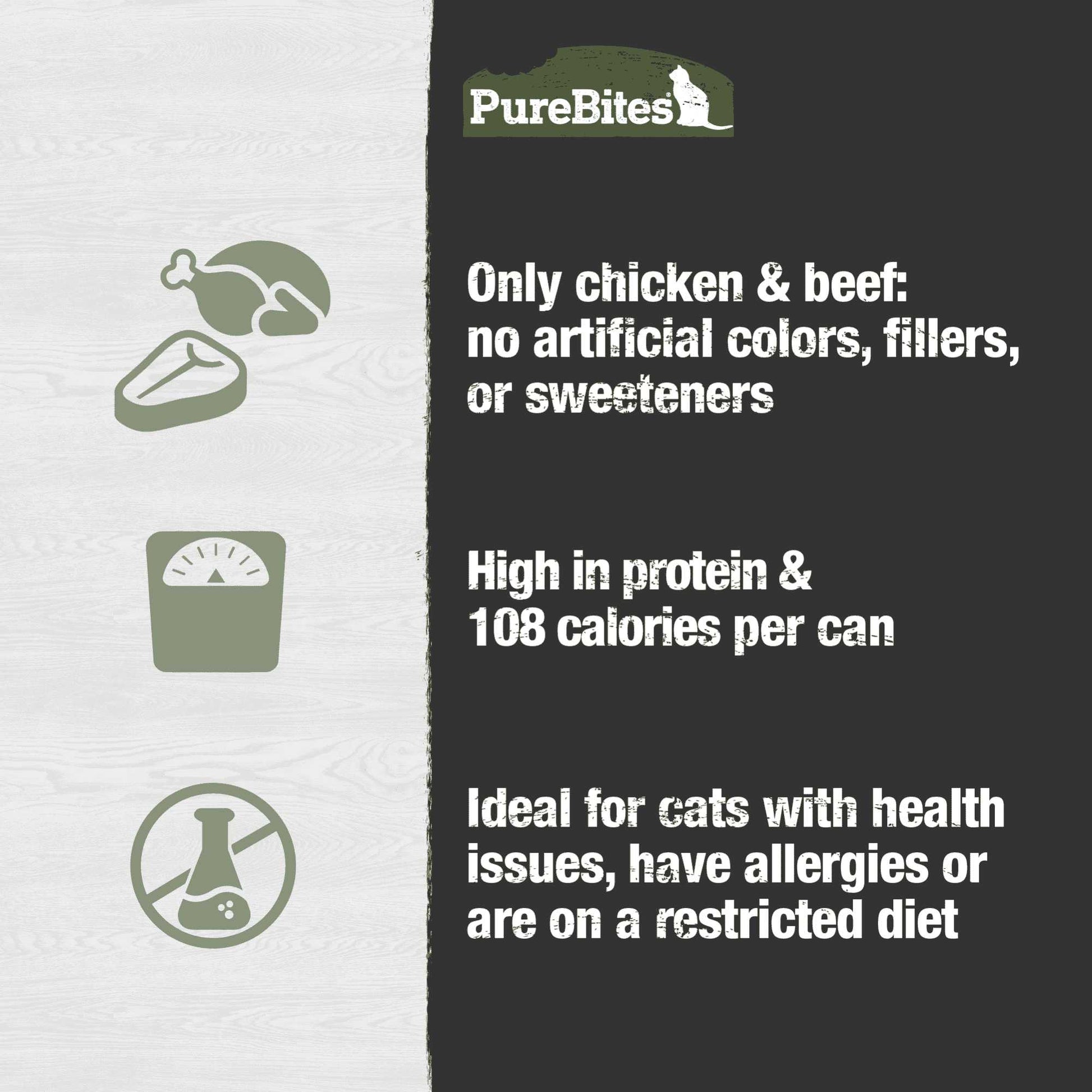 PureBites 100% Pure Chicken & Beef Pure Protein Pate Cat Food12 / 2.5 oz Pure Treats