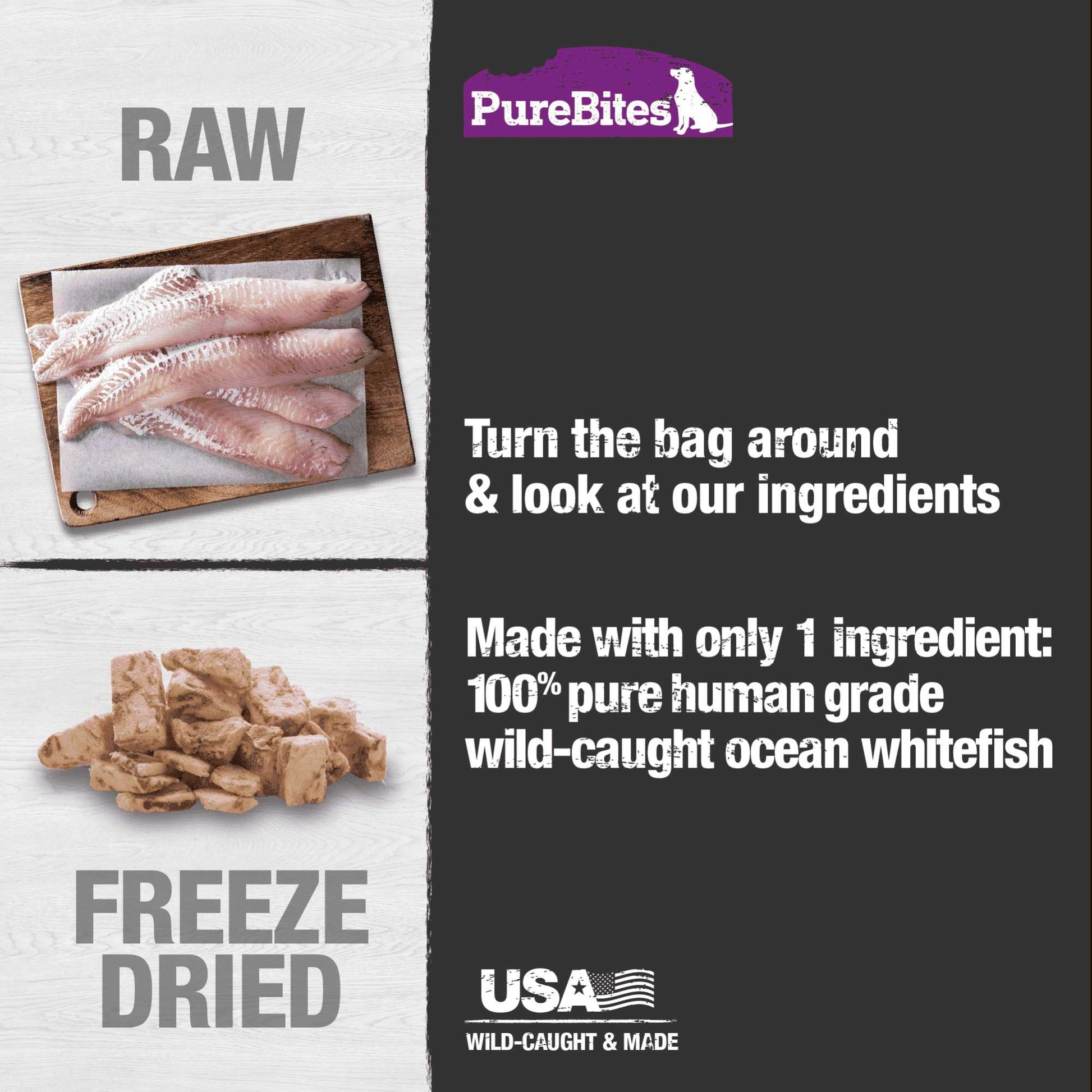 PureBites Whitefish Freeze-Dried Cat Treats 0.7 oz Pure Treats