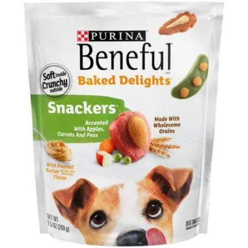Purina Beneful Baked Delights Snackers with Apples, Carrots, Peas & Peanut Butter Dog Treats Purina
