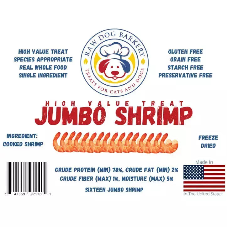 Raw Dog Barkery Shrimp Jumbo Freeze-Dried Dog Treats Raw Dog Barkery