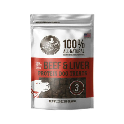 Raw Freeze Dried Beef & Liver Dog Treats, Red, 2.5 Oz Wholesome Pride