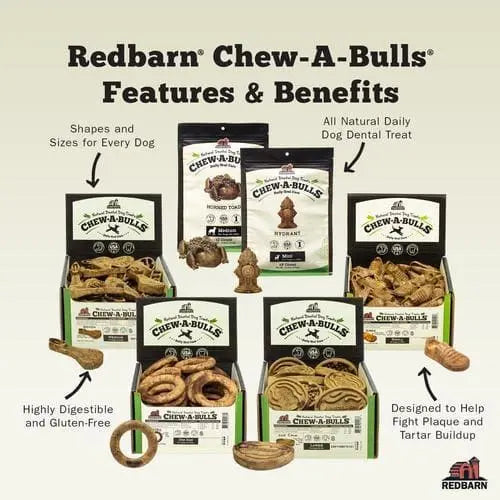 Redbarn Pet Products Chew-A-Bulls Brush Dog Dental Treat Redbarn