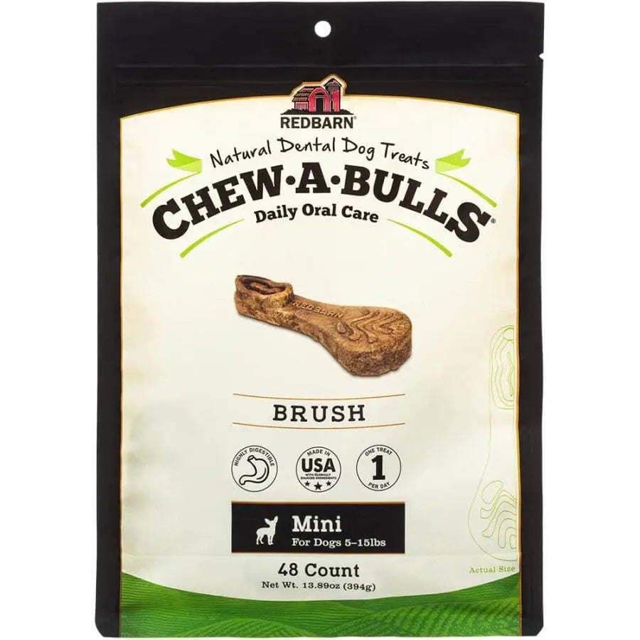 Redbarn Pet Products Chew-A-Bulls Brush Dog Dental Treat Redbarn