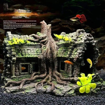 Resin Imitation Wooden Root House Ruins Aquarium Ornament Fish Tank Decoration Talis Us