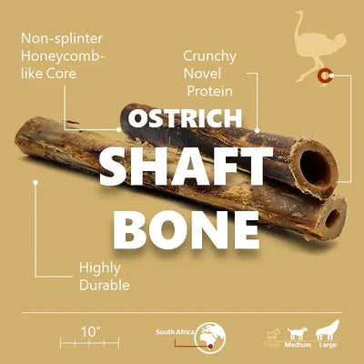 Savannah - Splinter-Free Ostrich Shaft Bone. Long-Lasting, Natural Dog Gnaw Treat Savannah Pet Food